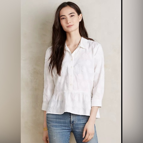 Anthropologie Isabella StClair White Peplum top - Picture 1 of 8